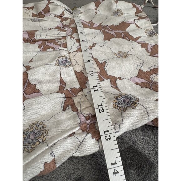 Abercrombie & Fitch Floral Tiered Dress S Brown White Linen Blend Y2k Sundress - Picture 10 of 11